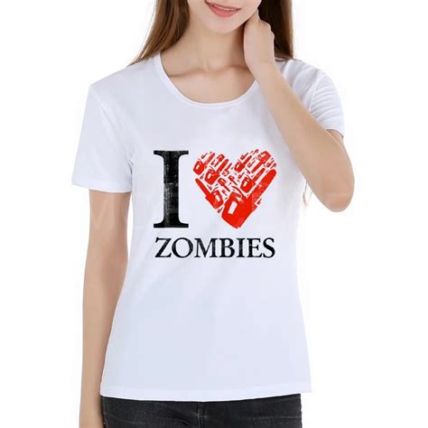 Summer I Love Zombies Women T Shirts Zombies Funny Slogan Top Tees