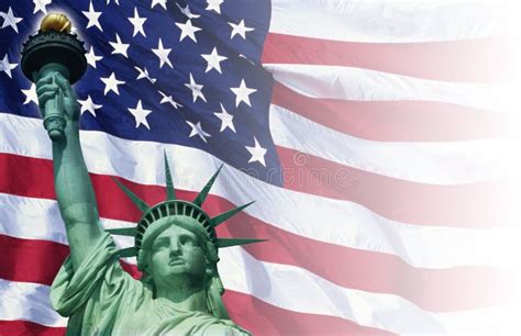 Digital Composite American Flag And The Statue Of Liberty Stock Image