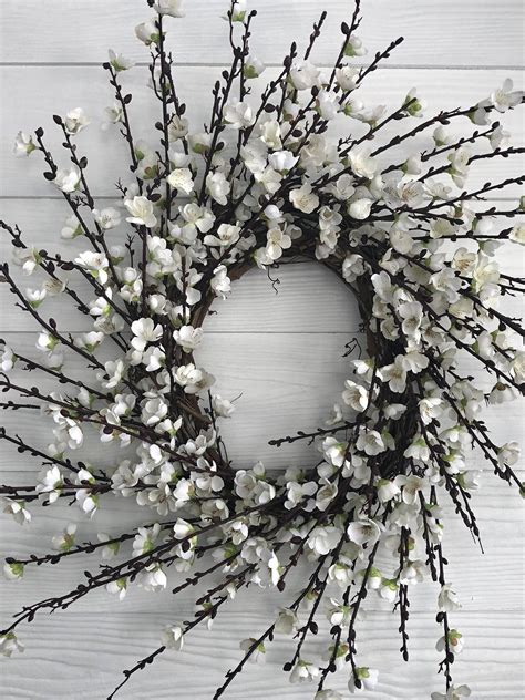 White Cherry Blossom Wreath Spring Wreath Southern Wreath Etsy
