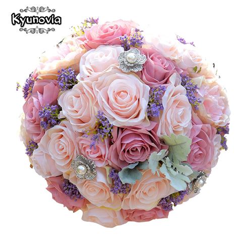 Kyunovia Silk Wedding Bouquet Artificial Home Party Deco Flowers Bridal