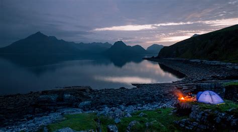 Elgol Scotland Camping Tent Sea Nature Fire Campfire Rocks