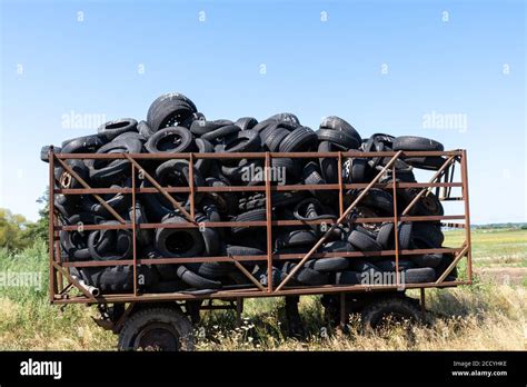 Pile Of Many Old Used Tires Stock Photo Alamy
