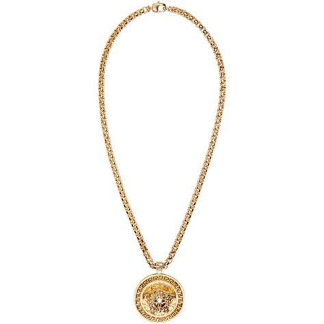 Solid cross necklace set in 14k yellow, white or rose gold. Versace - Gold Medusa Medallion Necklace | Gold chains for ...