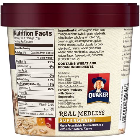 Labels are a means of identifying a product or container through a piece of fabric, paper, metal or plastic film onto which information about them is printed. 30 Quaker Oatmeal Nutrition Label - Labels Database 2020