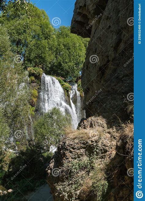 Mountain Gorge And View Of A Beautiful Waterfall Stock Image Image