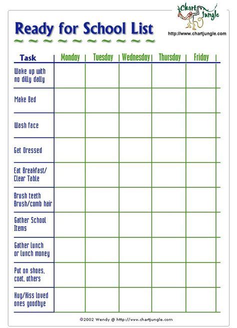 Image Result For Adhd Schedule Template Kids Charts For Kids Chore