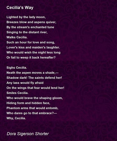 Cecilias Way By Dora Sigerson Shorter Cecilias Way Poem
