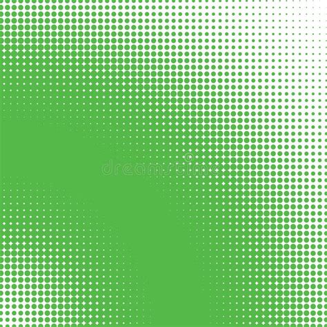 Digital Halftone Gradient Pattern Green Dots On White Background