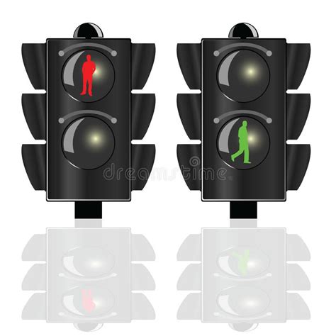 Traffic Lights For Pedestrians With Man Stock Vector Illustration Of