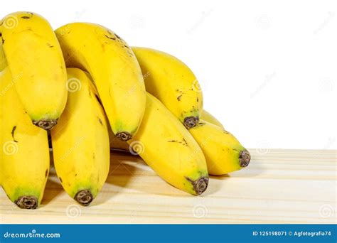 Bunch Of Bananas On Wooden Table White Background Stock Image Image