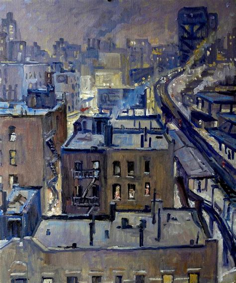 Evening Snow On Broadway Nyc Painting By Thor Wickstrom