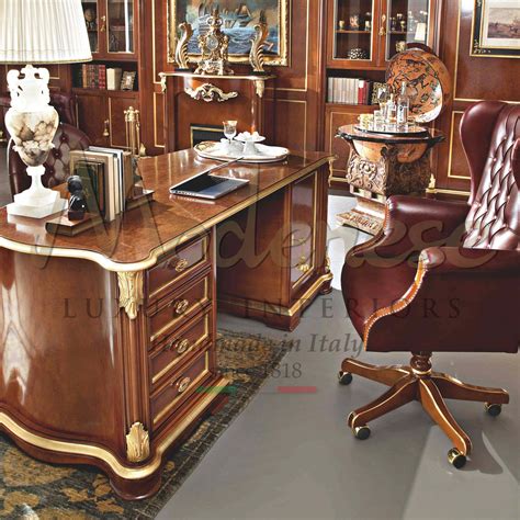 Classic Made In Italy Luxury Baroque Style Writing Desks Office