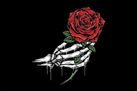 Skull Hand Holding A Rose By Epicgraphic Thehungryjpeg