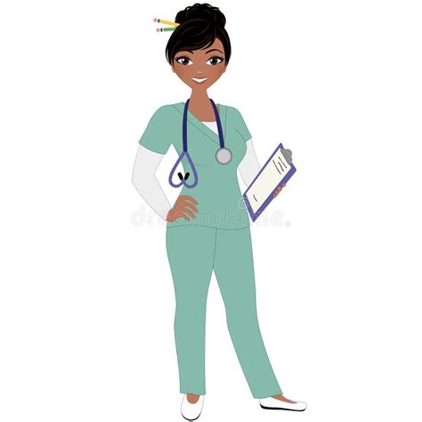 Female Nurse Standing 4 Vector Illustration Stock Illustration