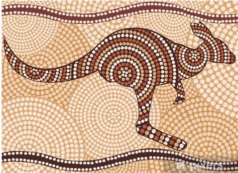 Wall Mural Kangaroo Painting In The Aboriginal Style Abstract