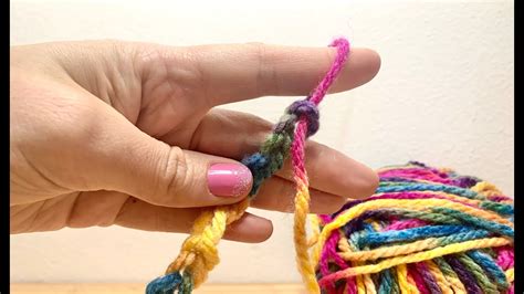 Easy Finger Knitting Tutorial Using 1 Finger Youtube