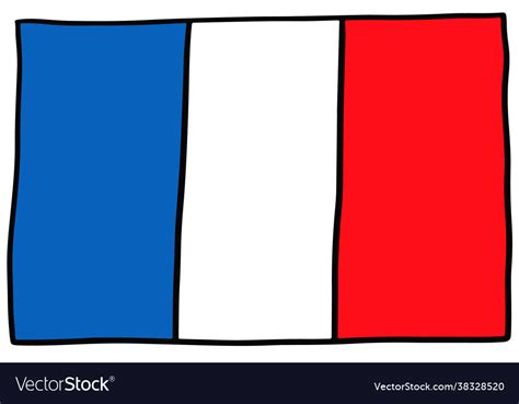 France Flag Doodle Hand Drawing Sketch Royalty Free Vector