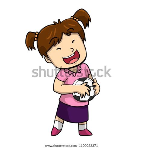 Funny Cute Little Girl Holding Ball Stock Vector Royalty Free