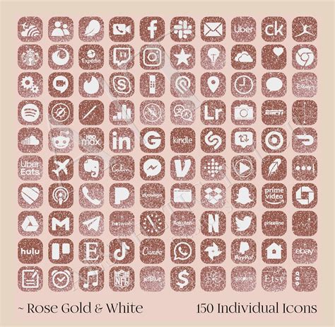 Ios14 Rose Gold Glitter Icon Pack Rose Gold Iphone Ios14 App Etsy