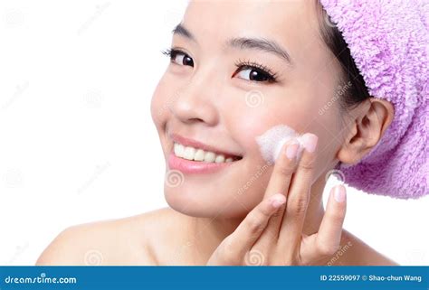 Beautiful Asian Woman Washing Her Beauty Face Stock Image Image Of