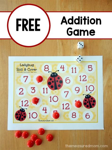 Printable Addition Game Ladybug Roll And Cover The Measured Mom