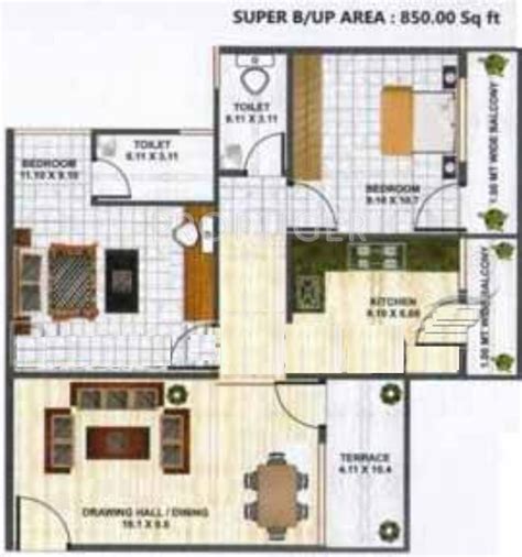 850 Sq Ft 2 Bhk Floor Plan Image Om Sai Buildcon Surya Nagari