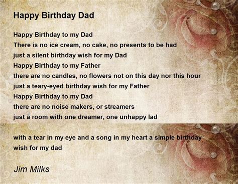Happy Birthday Dad Poem by Jim Milks - Poem Hunter