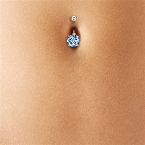 2021 Qiming Piercing Navel Surgical Steel Single Rhinestone Belly Button Rings Navelpiercing