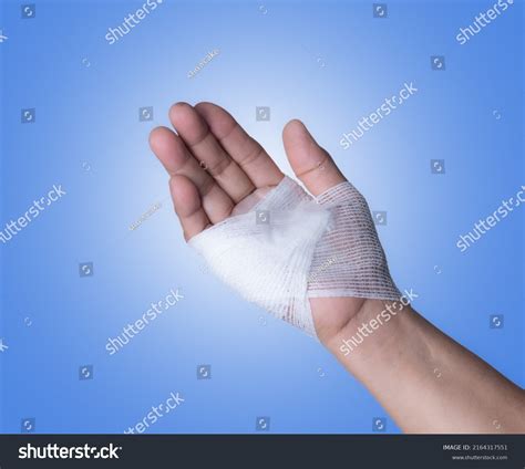 Wounds Wristbandages Hand Wound Pain Medicine Stock Photo 2164317551