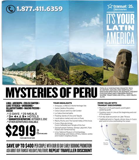 411 Travel Buys' Vacations: 411 travel buys.ca: MYSTERIES OF PERU ~ with Transat Discoveries