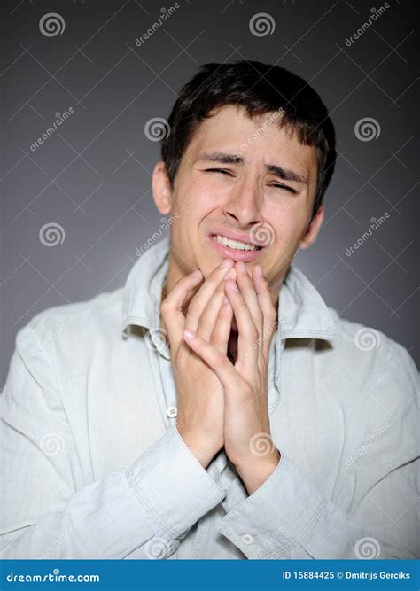 Expressionsyoung Man Feeling Fear And Crying Stock Image Image Of