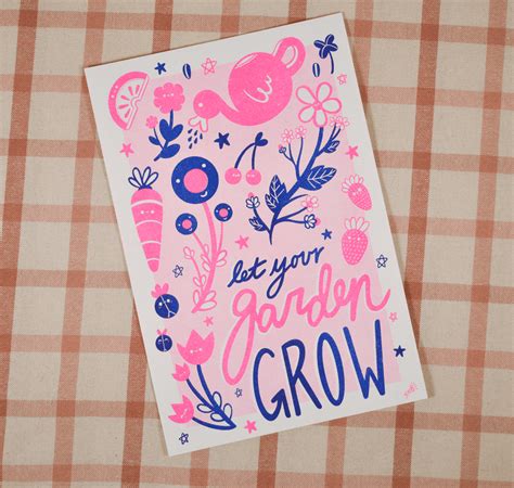 Let Your Garden Grow Risograph Print Honeypuff Press