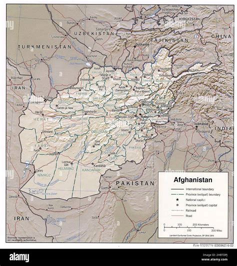 Topographic Map Of Afghanistan Shaded Relief 2002 Stock Photo Alamy