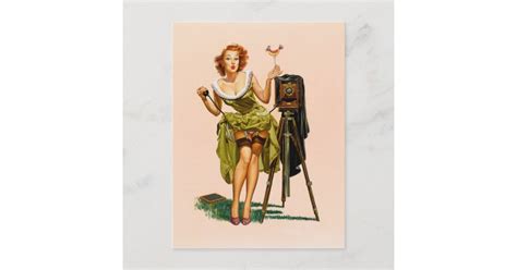 Vintage Camera Pinup Girl Postcard Zazzle