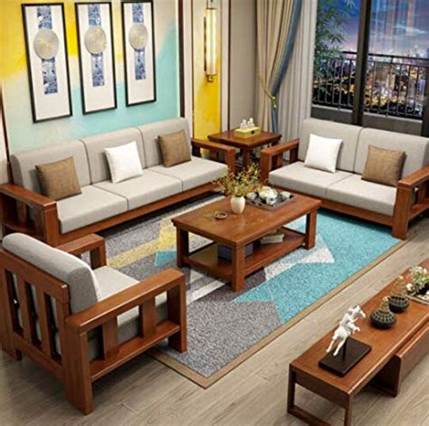 Mahimart And Handicrafts Sheesham Wood Seater Sofa Set For Living Room Wooden Sofa Set For