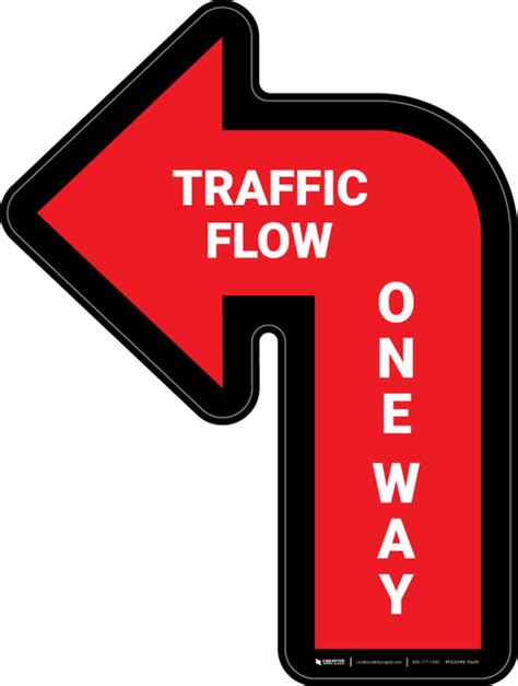 Traffic Flow One Way Arrow Red Left Floor Sign