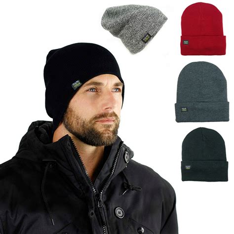 Polar Extreme Mens Insulated Thermal Fleece Lined Comfort Daily Soft Beanies Winter Hats Gray