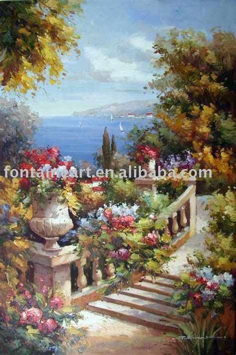 Handmade Impressionist French Ocean Flower Garden