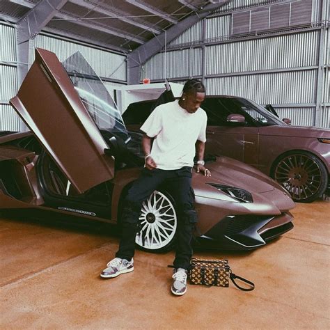 Spotted Travis Scott Shows Off His Lamborghini Aventador And Lv