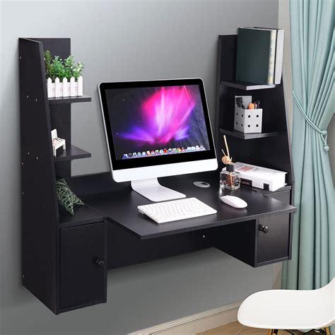 In a home office setting, a corner computer desk with shelves is the most utilitarian and practical solution out of all types of desks. Wall Mounted Floating Computer Desk Wood Hanging Table 55 ...