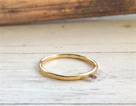 Stacking Rings Gold Ring Thin Gold Ring Above Knuckle Ring Hammered