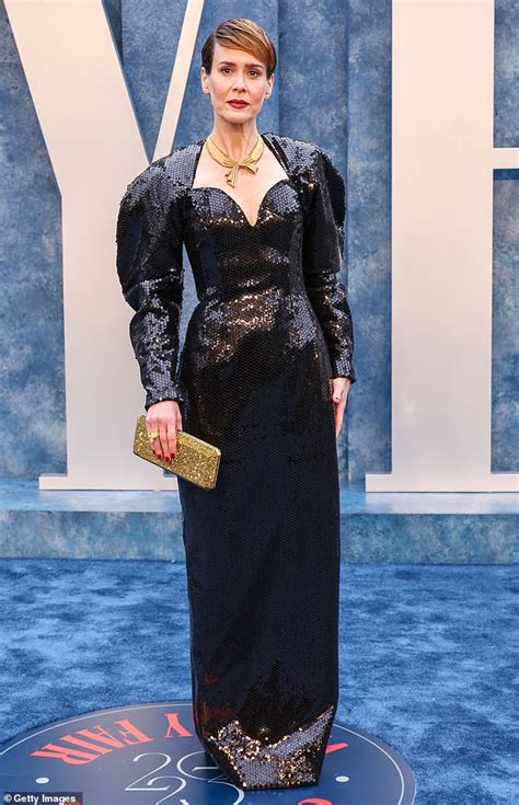 Sarah Paulson Brings Back The Eighties In Sequin Gown With Bold Shoulders As She Joins