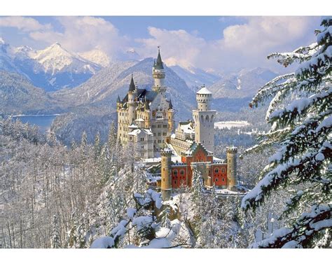 Winter Scene With Neuschwanstein Castle