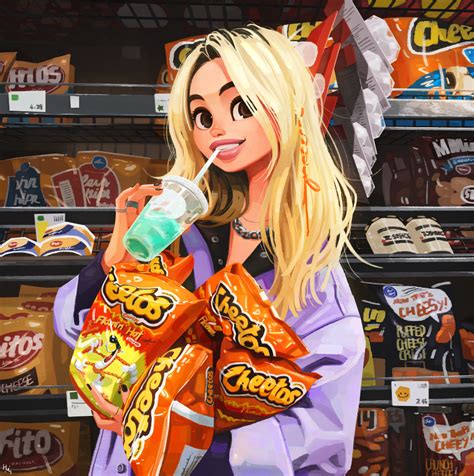 artstation cheetos jihyun han digital art girl girl cartoon cartoon girl images