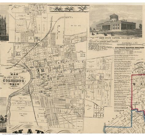 Columbus Ohio 1856 Old Town Map Custom Print Franklin Co Old Maps