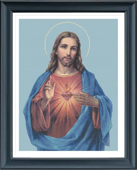 Jesus Christ Cross Stitch Pattern Sacred Heart Pattern Etsy