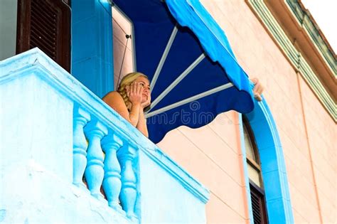 Woman On Balcony Stock Photo Image Of Attractive Adult