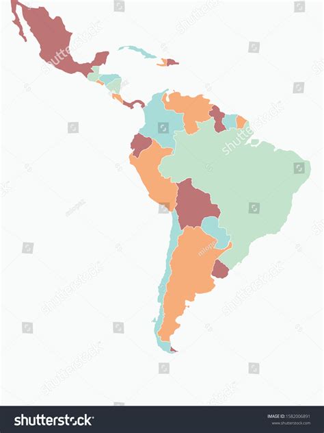 Latin South America Map High Detailed Stock Vector Royalty Free