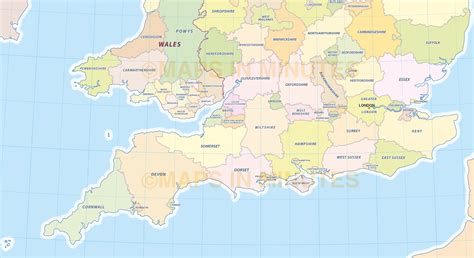 Map Of Southern England Showing Counties Fernandina Beach Map