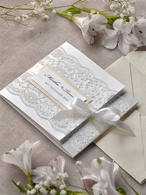 Custom Listing 40 White Lace Wedding Invitations Ivory Wedding